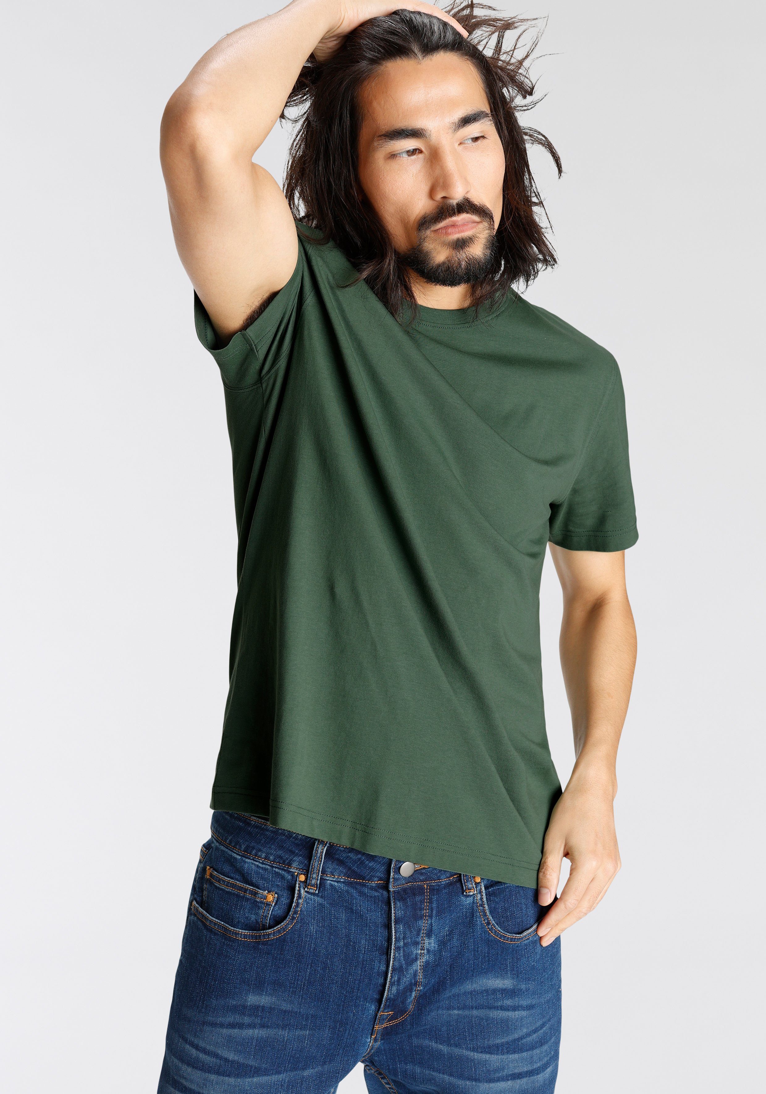 OTTO products T-Shirt »GOTS zertifiziert – aus Bio-Baumwolle« olivgrün