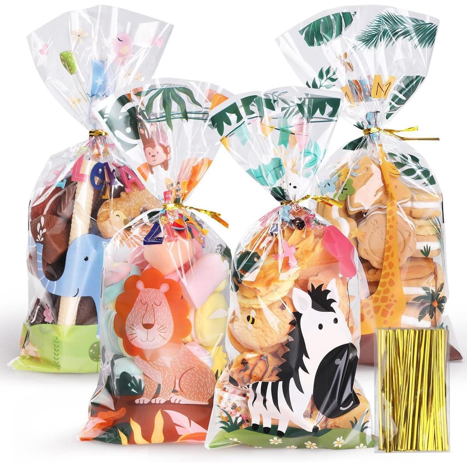 LuxusKollektion Geschenkfolie Zellophantüten 100 transparent Geschenktüten Twistkrawatten Tier