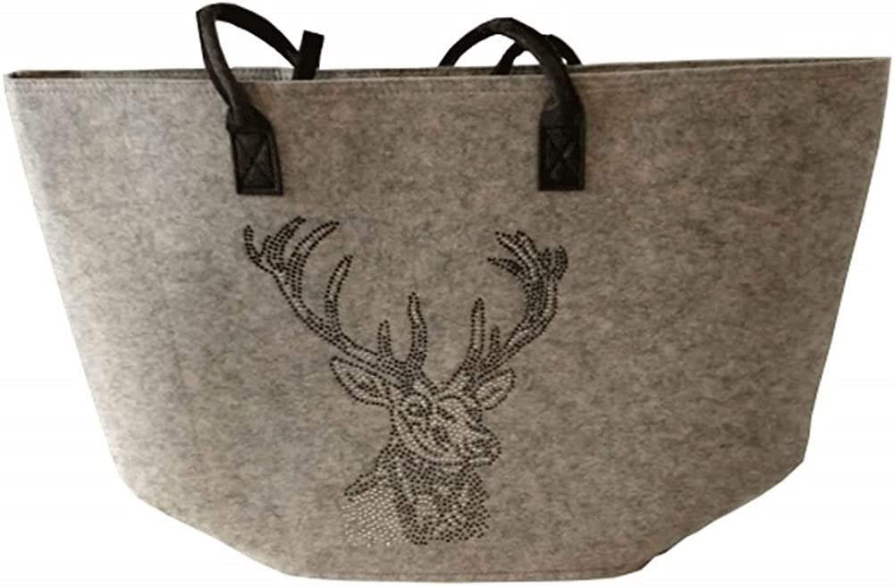 Einkaufsshopper Filztasche Renate XL Hellgrau Hirschkopf