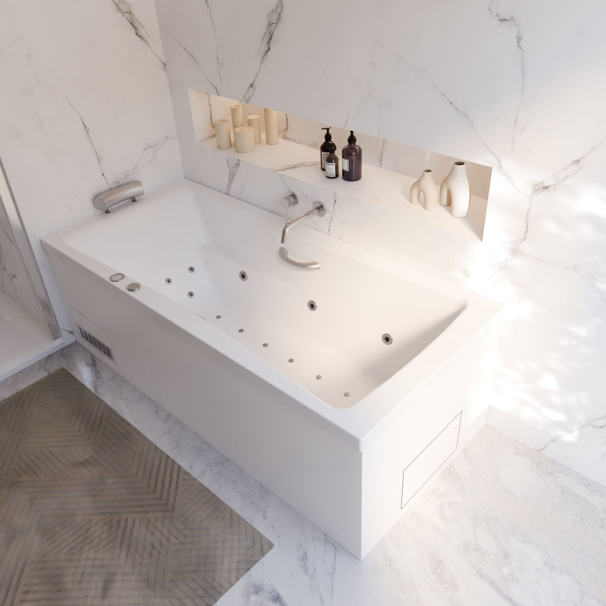 Schulte Whirlpool-Badewanne Luma, Sanitäracryl, Weiß, Größenauswahl, (Komplettsystem), Hydro-Jet Massage- und Luftsystem