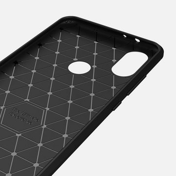 CoverKingz Handyhülle Xiaomi Mi A2 Handy Hülle Silikon Case Cover Schutzhülle Carbonfarben, Carbon Look Brushed Design