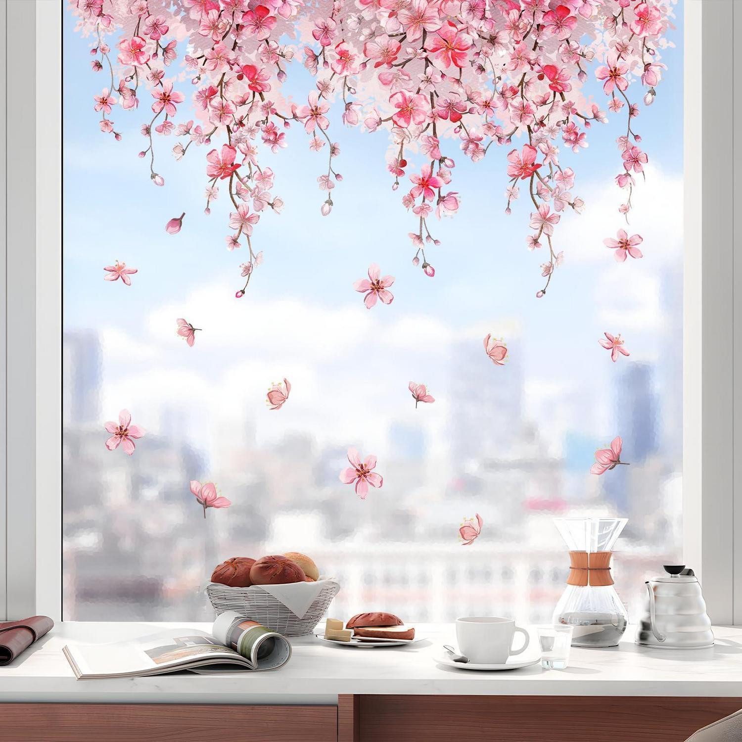 LuxusKollektion Fensterbild Fensterbilder Kirschblüte Rosa