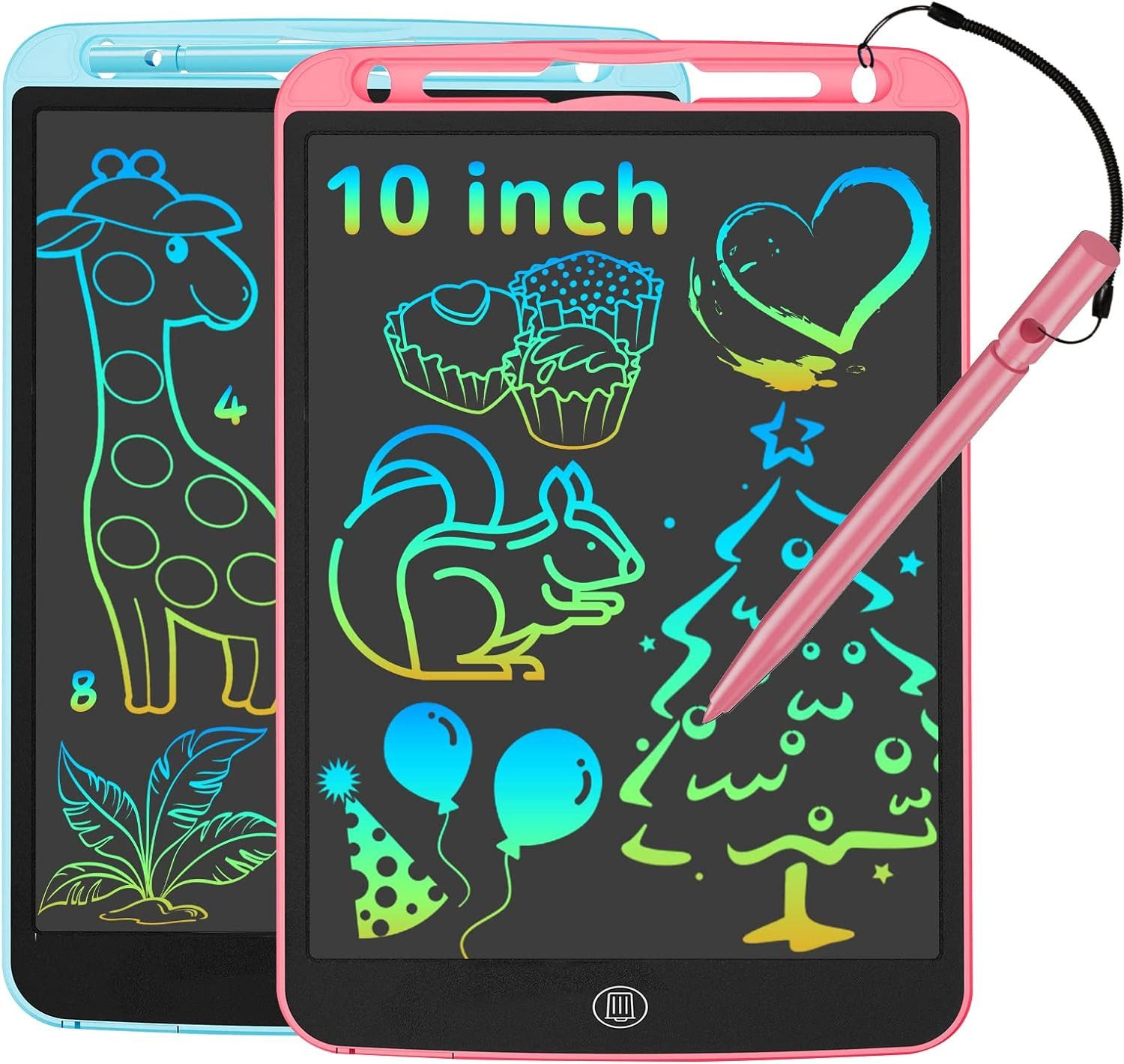 JOEAIS Zaubertafel 2 Stück LCD Schreibtafel Kinder Zeichenbrett Maltafel Drawing Tablet, Digital Notepad Zeichentafel 2 Pack 10 Zoll Jungen Mädchen (Rosa+Blau)