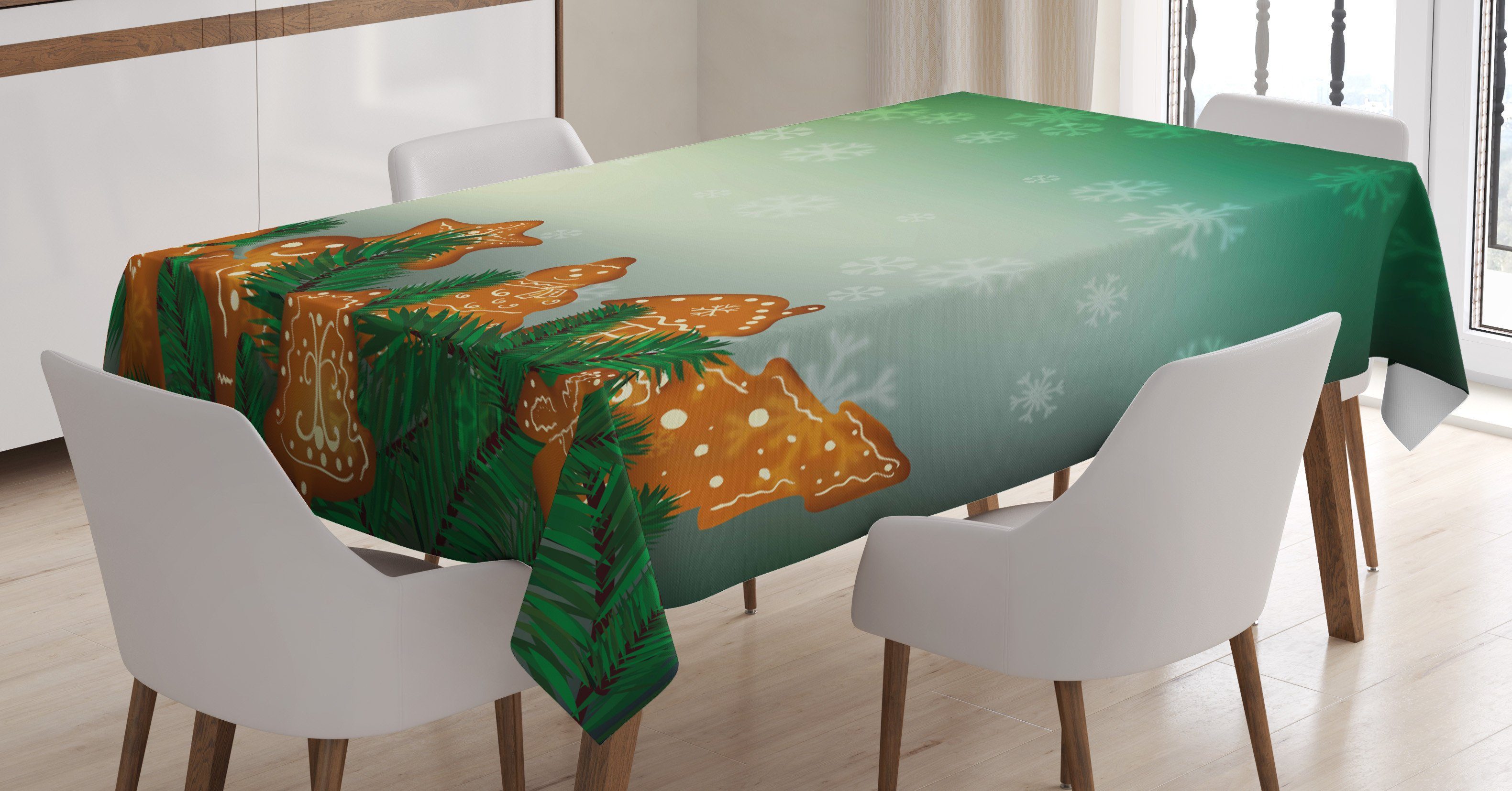 Abakuhaus Tischdecke Farbfest Waschbar Für den Außen Bereich geeignet Klare Farben, Lebkuchenmann Weihnachtsplätzchen