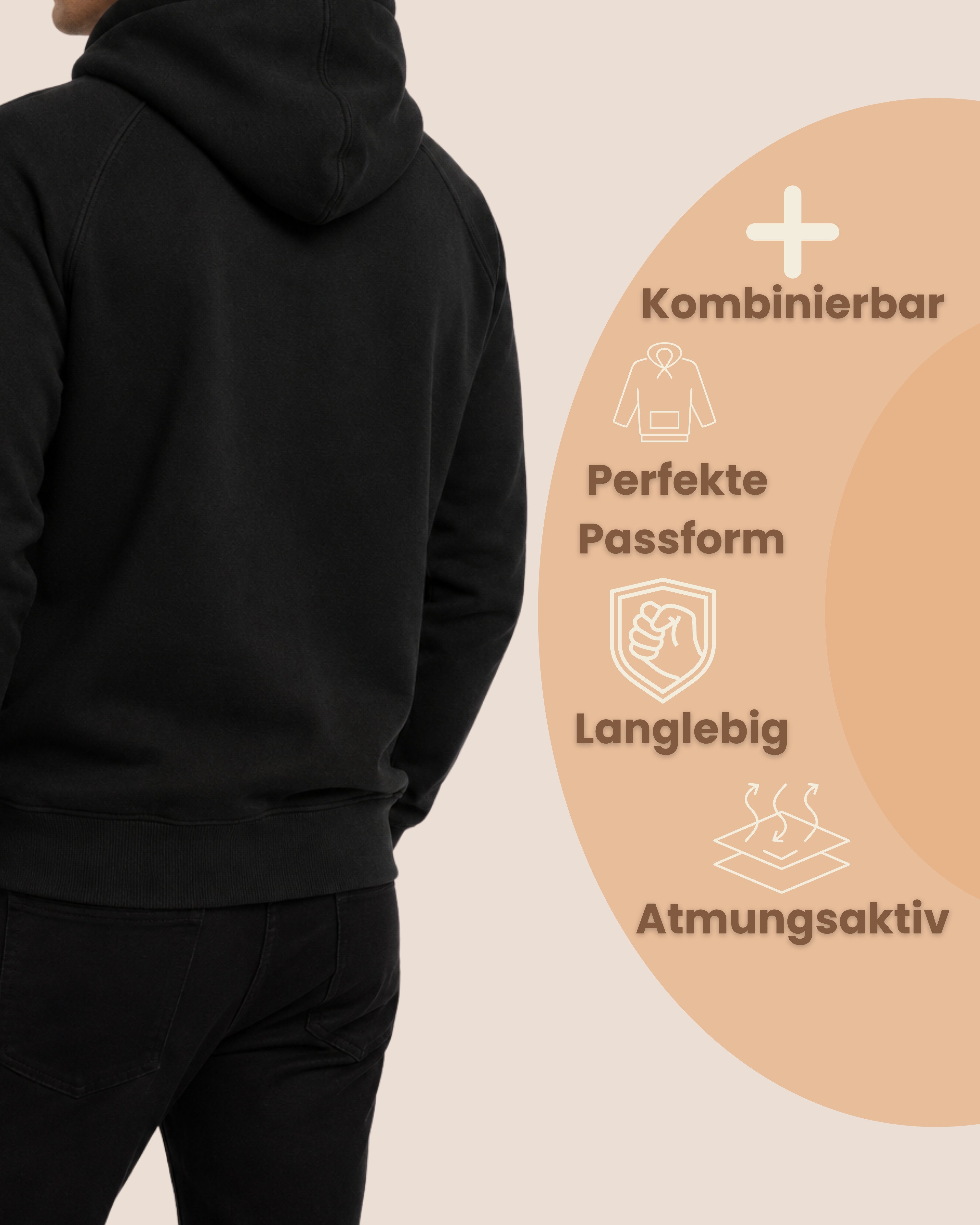 Benonetti Hoodie Premium Unisex Hoodie –Baumwolle Streetwear kapuzenpullover in Schwarz Mit Komfortbund und Logo, ohne kratzenden Zettel