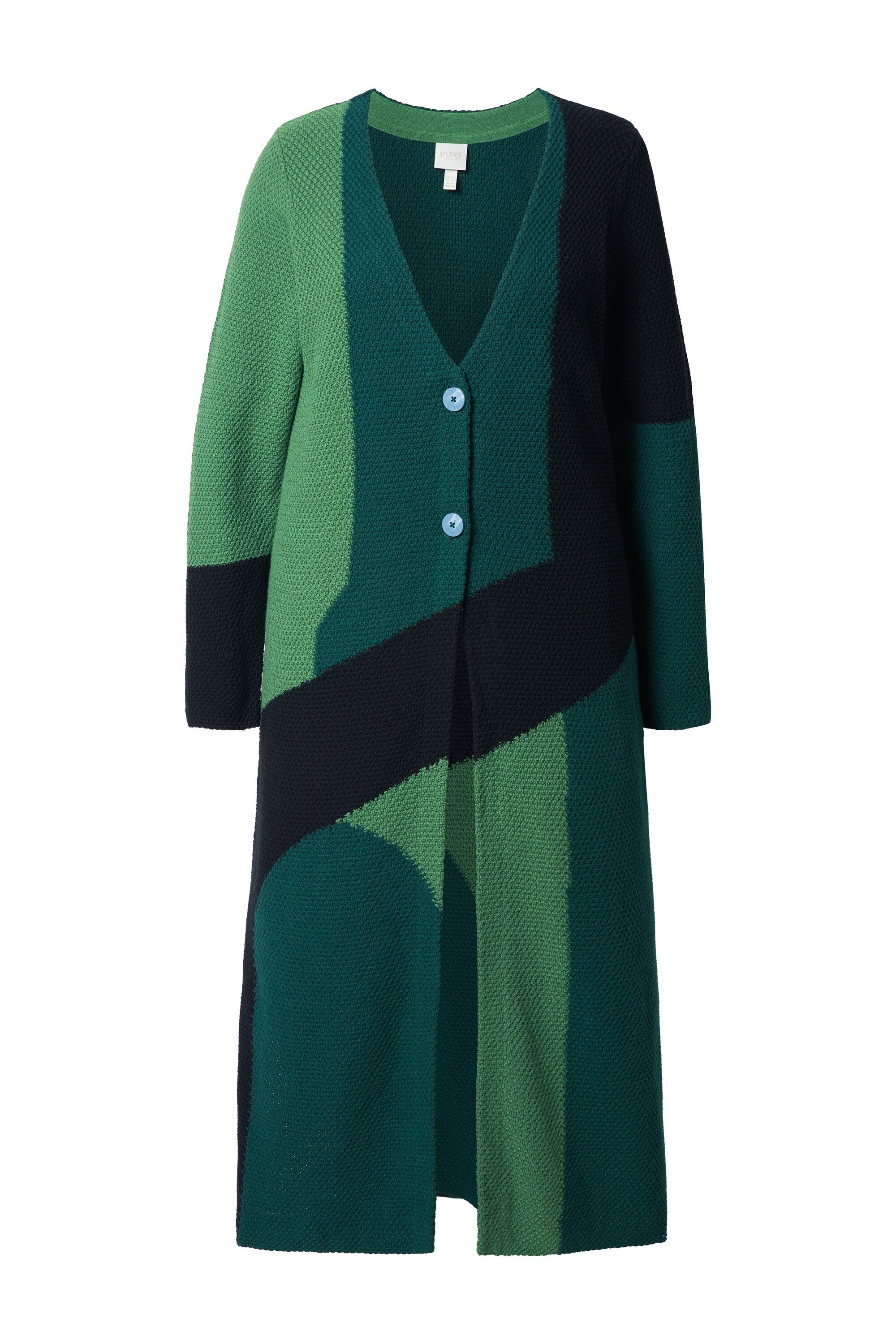 Ulla Popken Strickjacke Long-Strickjacke Struktur V-Ausschnitt günstig online kaufen