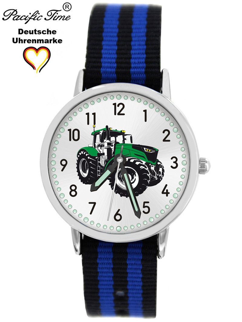 Pacific Time Quarzuhr Kinder Mix Versand blau Gratis Wechselarmband, schwarz und Match Traktor Design - grün Armbanduhr