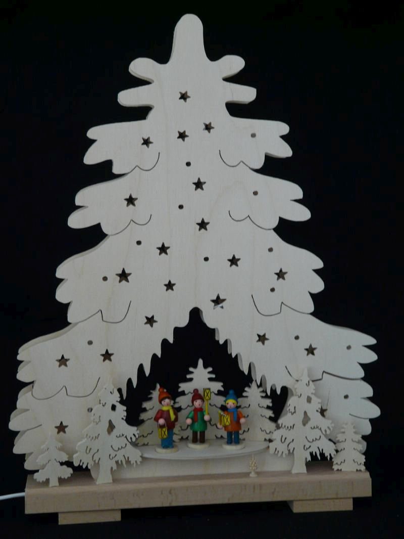 Lichterbogen Schwibbogen mit Tanne mit Winterkinder und Beleuchtung BxHxT 44x51x7cm