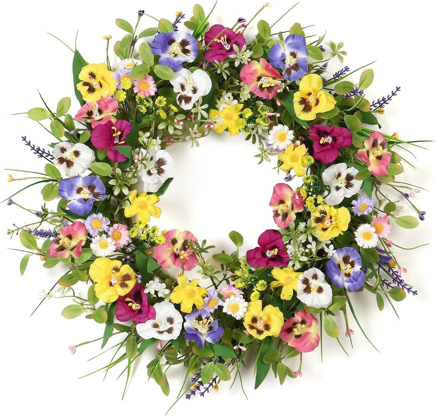 FOUORTUNATE-BEE Dekokranz Frühlings-Blumenkranz für die Haustür, 50 cm