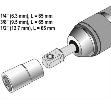 Bohrer- und Bit-Set Steckschlüssel Adapter 3 tlg. SDS- Plus Schaft 1, 2“ 1, 4“ 3, 8“ YT-04686, (3 tlg)