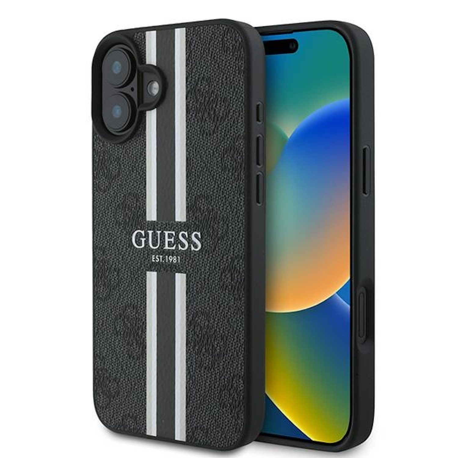 Guess Smartphone-Hülle GUESS Apple iPhone 16 Plus Hardcase Hülle 4G Streifen Design MagSafe