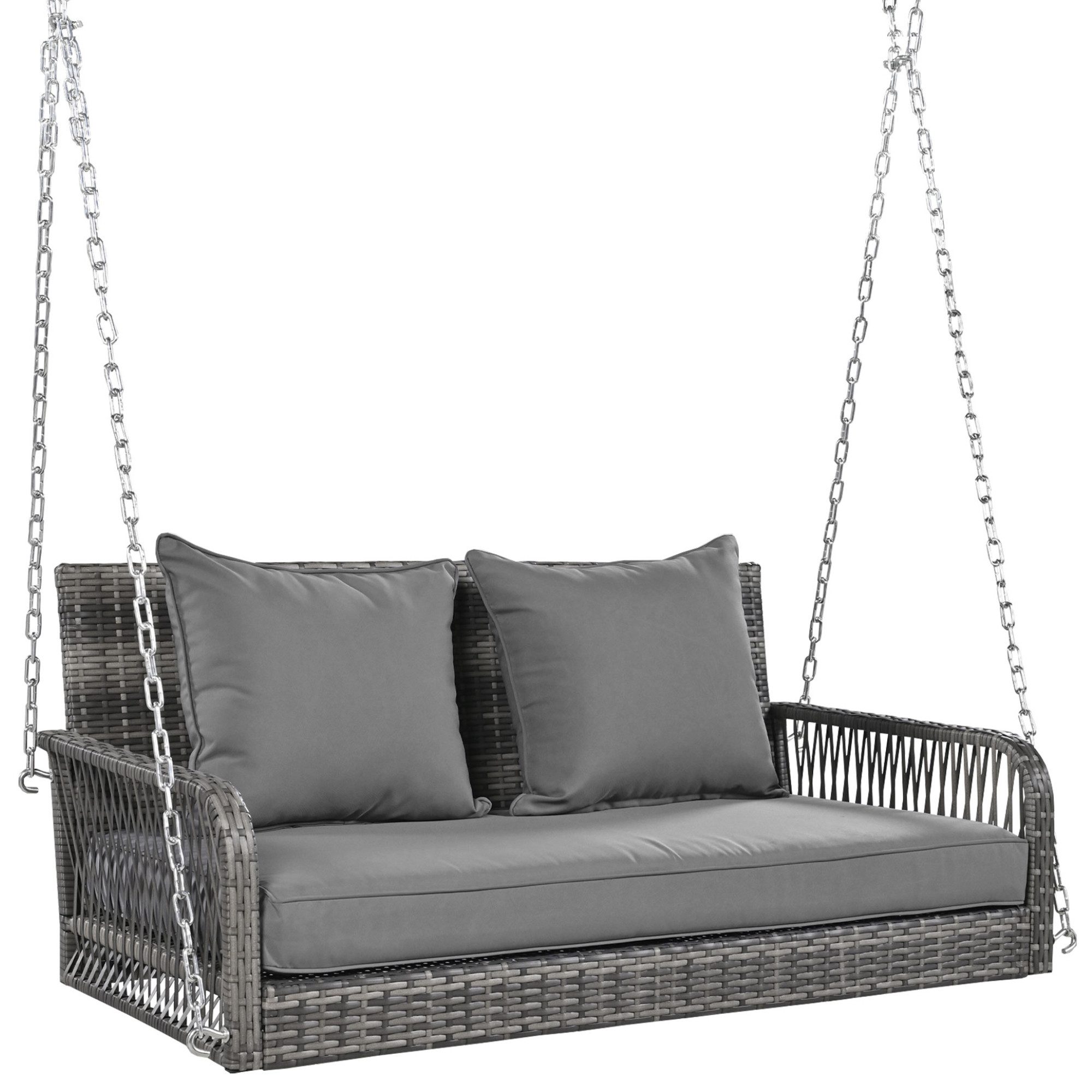 KLAM HOME Hollywoodschaukel Gartenschaukel aus Polyrattan Hängesessel