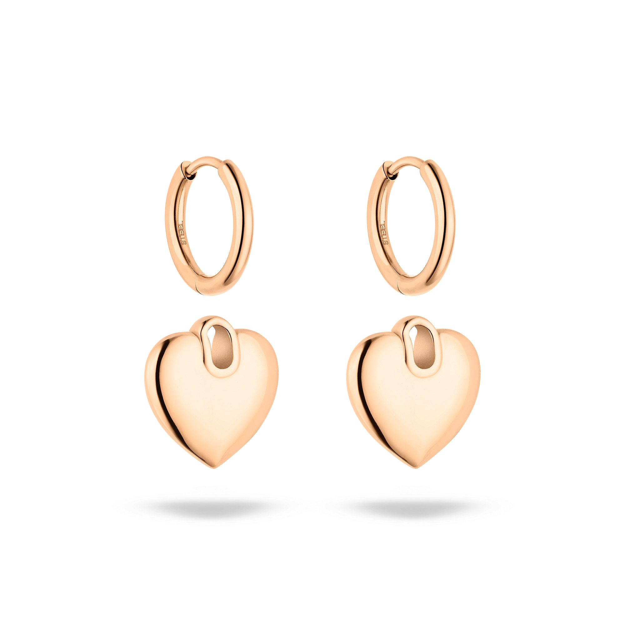 s.Oliver Paar Creolen mit abnehmbaren Einhängern Herz, Chunky Heart