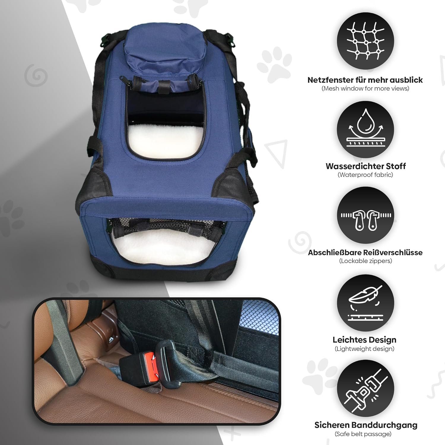 Defactoshop Tiertransportbox Transporttasche Hundebox faltbar Hundetasche für Haustiere Katze