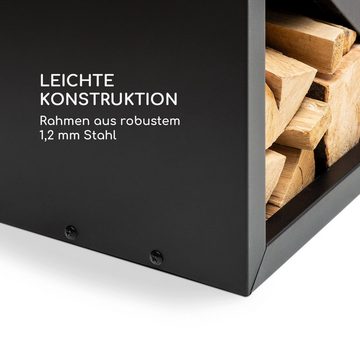 blumfeldt Feuerschale Kindlewood L Black, (ansehnlich moderner Holzspeicher mit Sitzbank-Funktion)