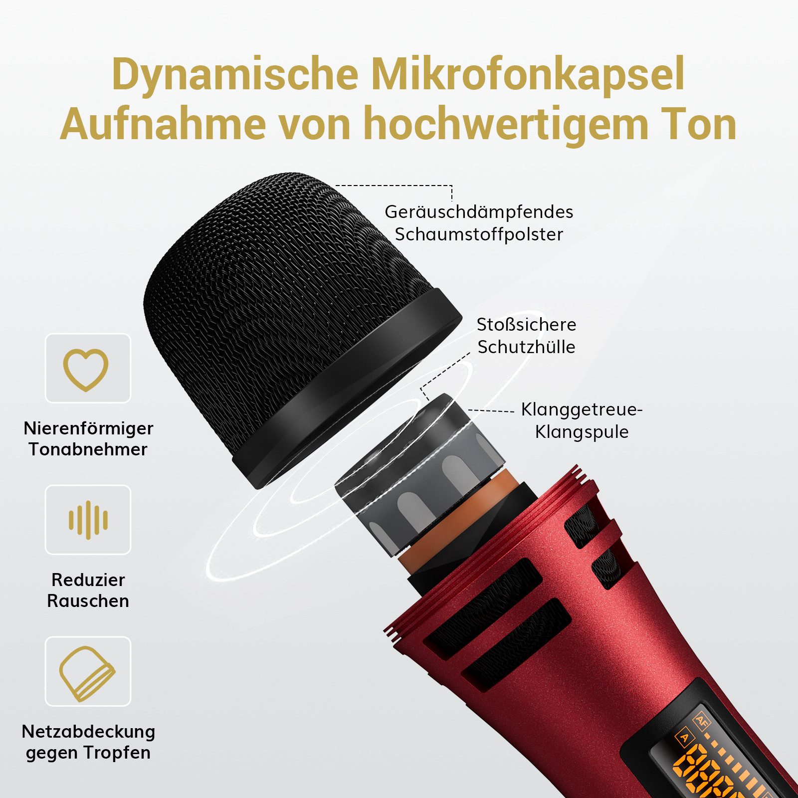 TONOR Mikrofon Karaoke Mikro Mic Set Wireless Handmikrofon dynamisch mit Empfänger