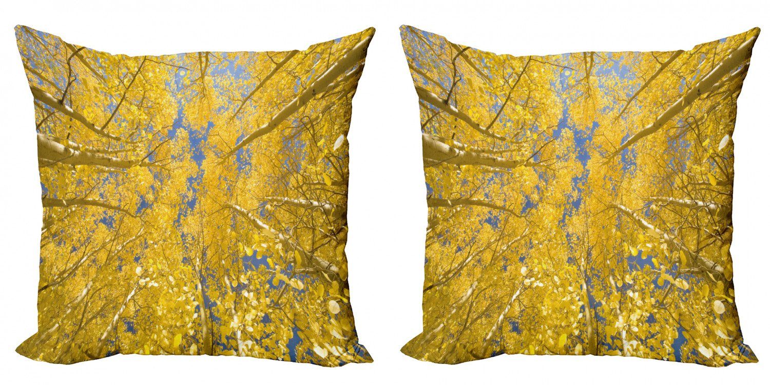 Doppelseitiger Kissenbezüge (2 Abakuhaus Aspen-Bäume Blau Digitaldruck, Stück), Accent Gelb und Modern