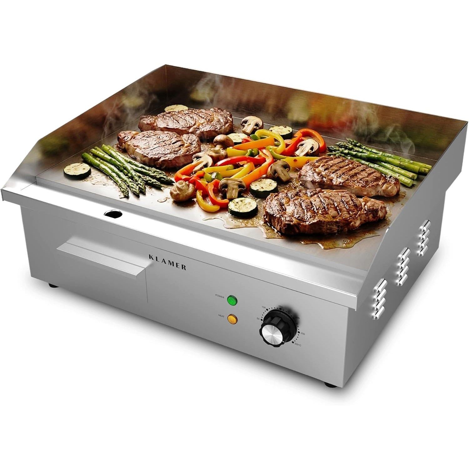 KLAMER Elektrogrill Elektrogrill Edelstahl 3000 - Glatt, 3000 W