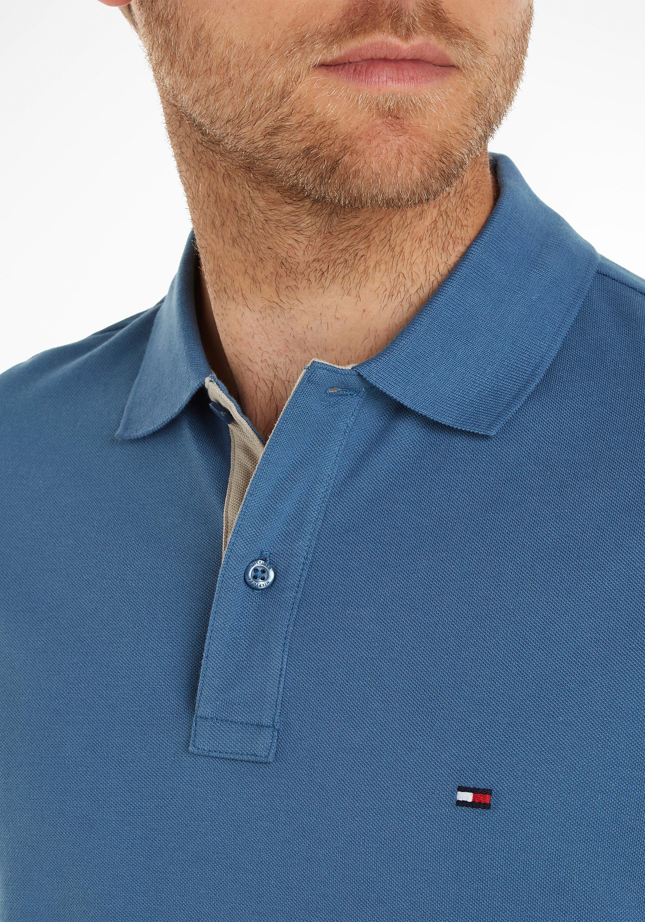Knopfleiste Blue kontrastfarben mit PLACKET Coast hinterlegter Hilfiger POLO Tommy CONTRAST Poloshirt REG