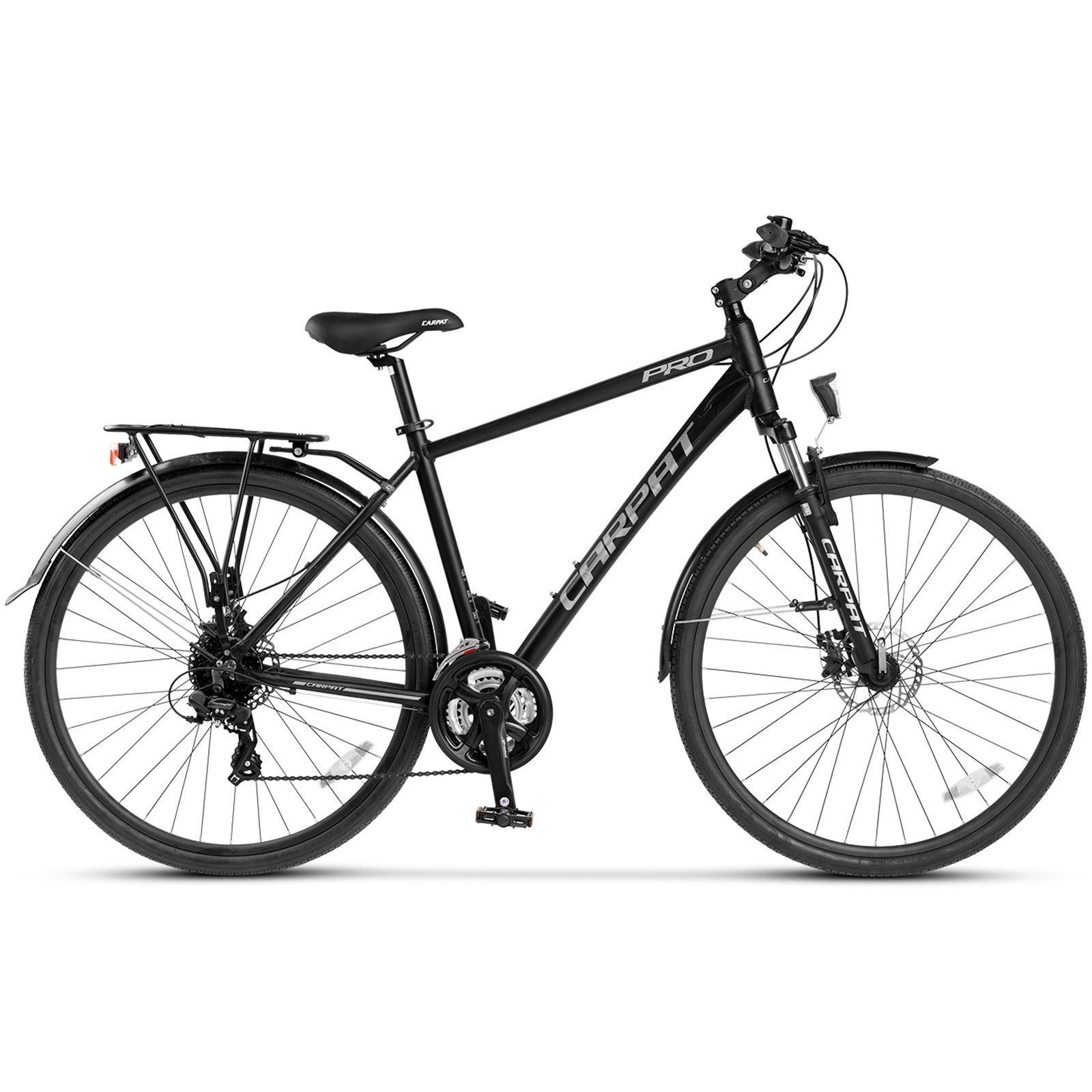 CARPAT SPORT Trekkingrad 28 Zoll Trekking Bike City Fahrrad für Damen Herren, 21 Gang Shimano, Kettenschaltung, (Aluminium Rahmen, Mechanische Scheibenbremse), City Commuter Citybike Fahrrad