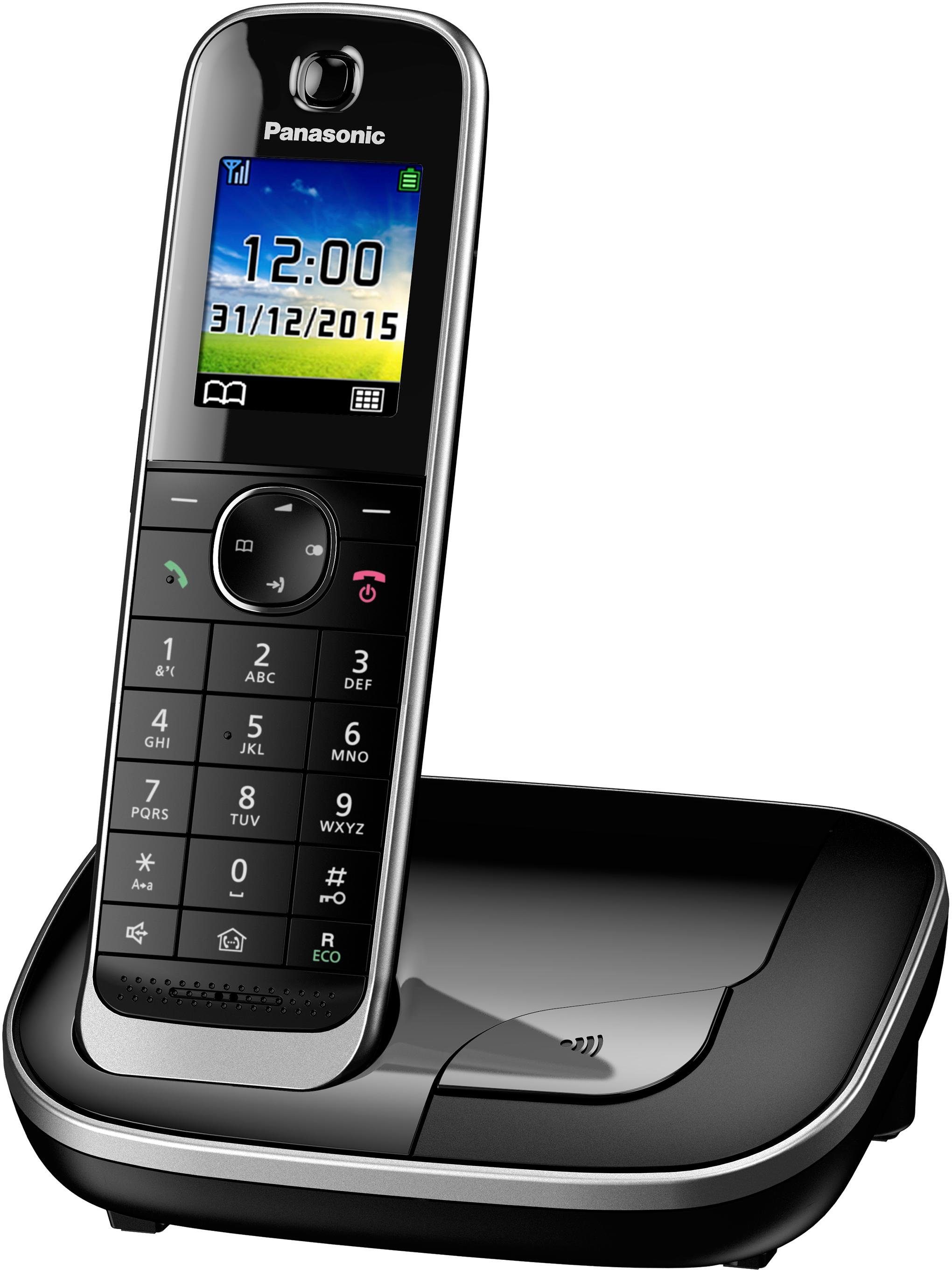 Panasonic Weckfunktion, (Mobilteile: 1, KX-TGJ310 schwarz DECT-Telefon Freisprechen) Schnurloses