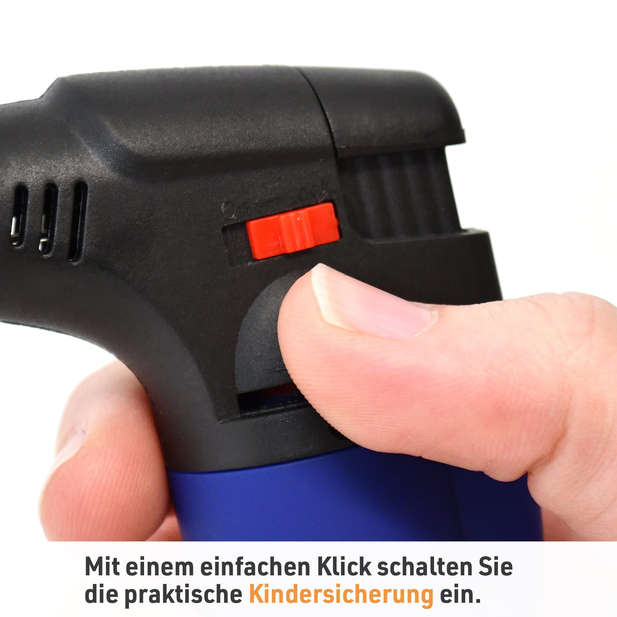 TOM Flambierbrenner Gasbrenner mit 100ml Nachfüllflasche, (2-tlg), Piezo-Zündung, 1300°C, Butan/Propan Gas