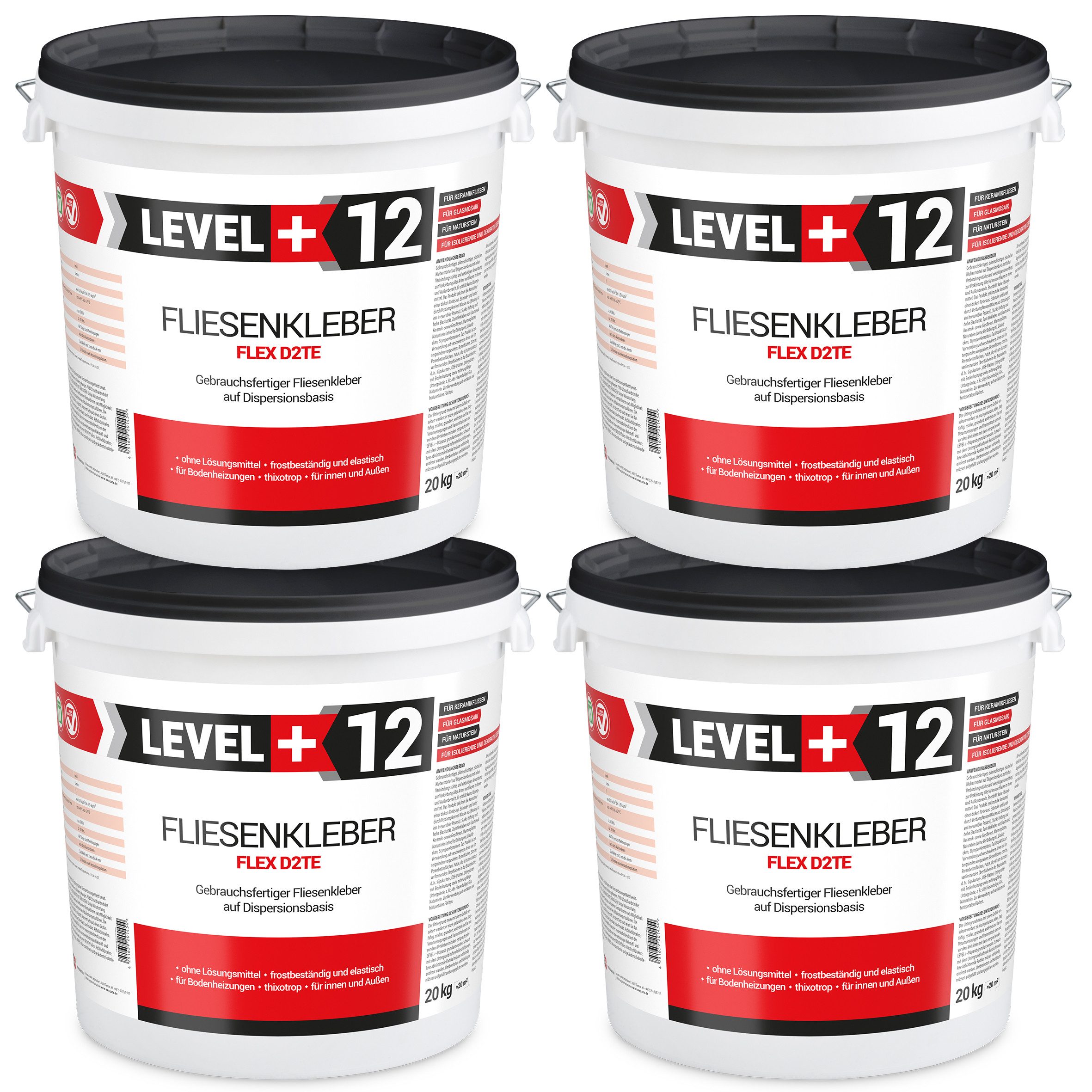 Level+ Dispersionskleber LEVEL+ Fliesenkleber Fertig Dispersionkleber Flexmörtel L+12 - 80KG