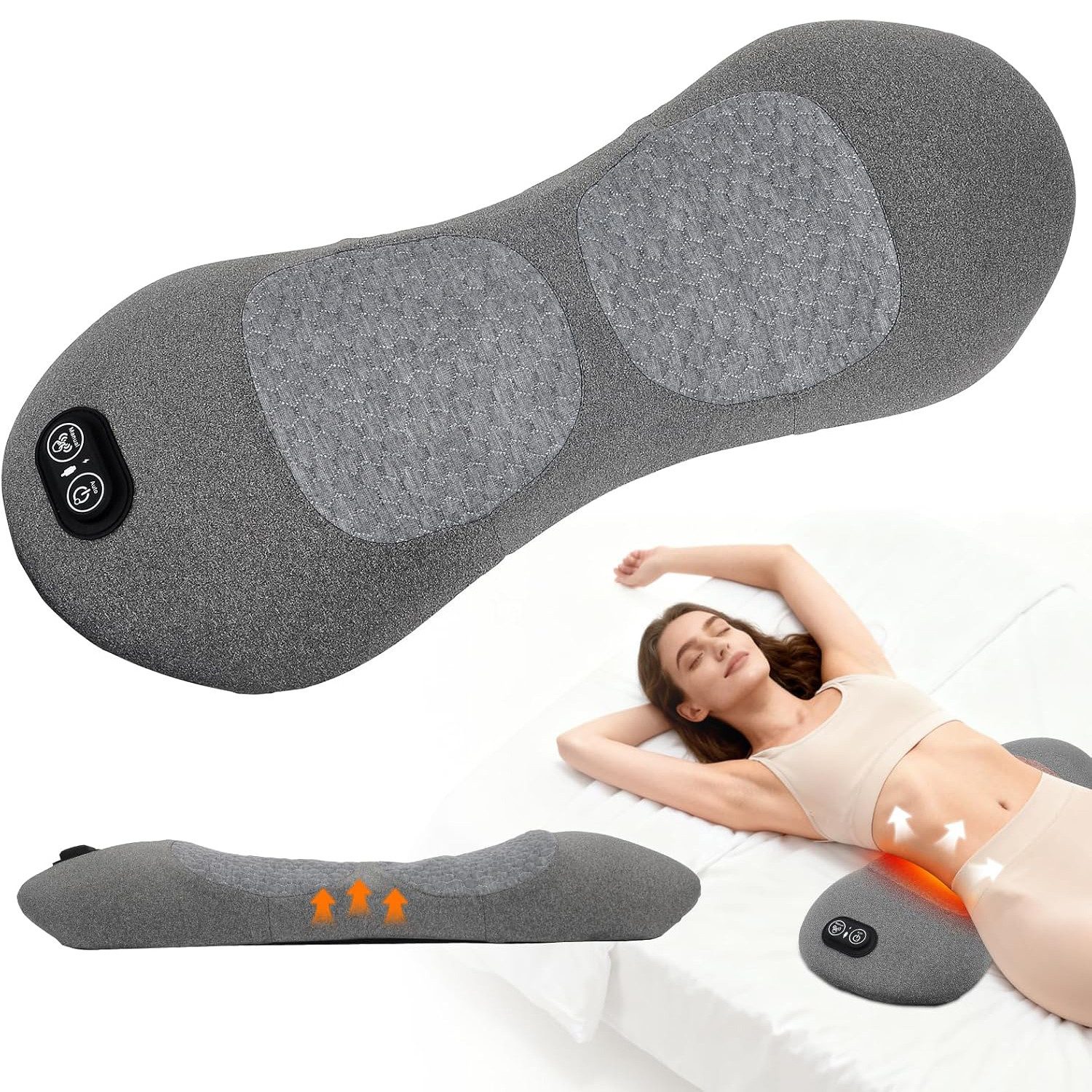 TUWENA Massagegerät Rückenmassagegerät Lendenstütze 3-in-1 mit Wärme für Büro Auto Zuhause, Air Lift & Memory Foam für gezielte Linderung von Rückenverspannungen