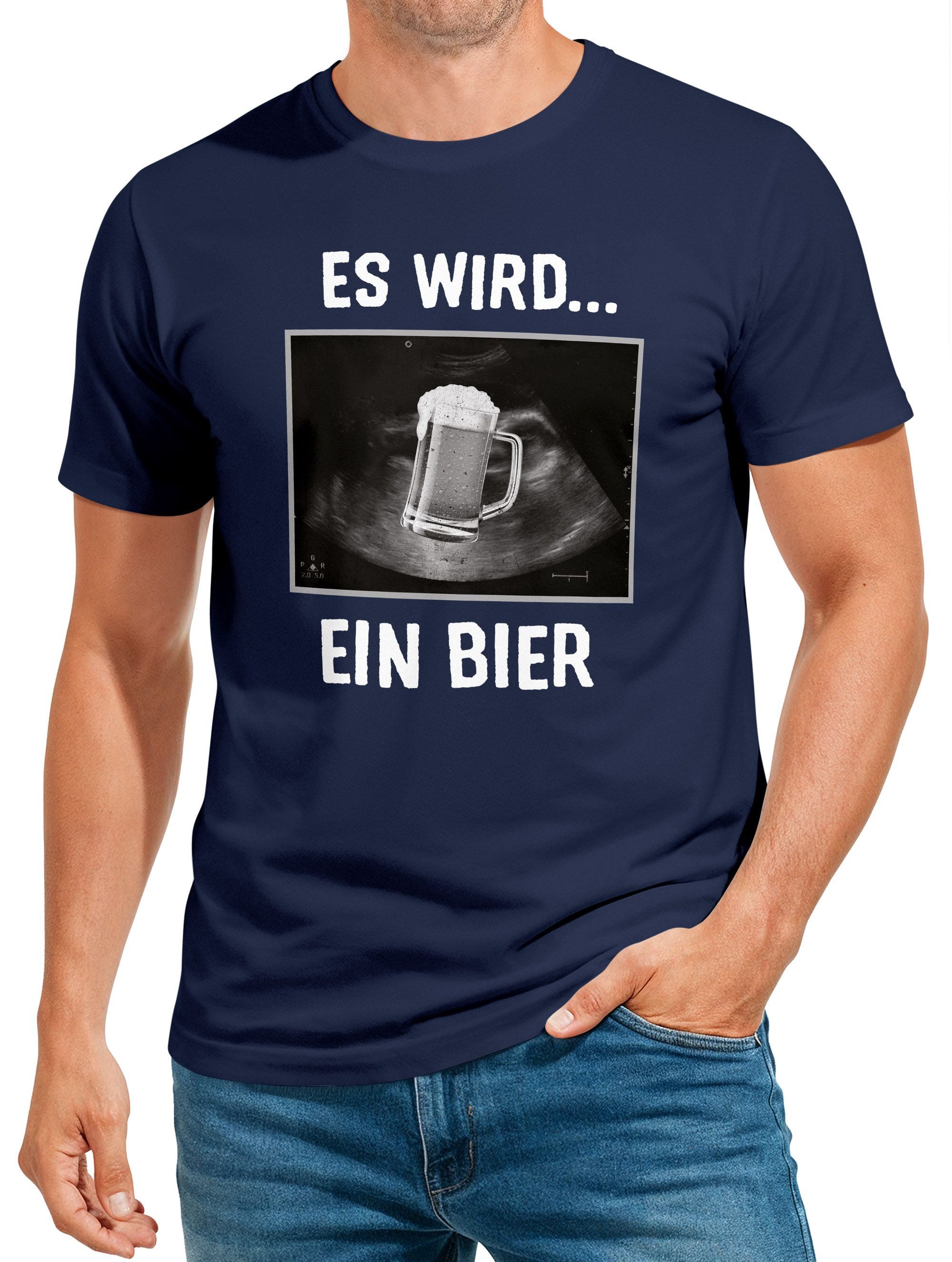 MoonWorks Print-Shirt Herren T-Shirt Männer Bier Alkohol Spruch Partyshirt Fasching mit Print