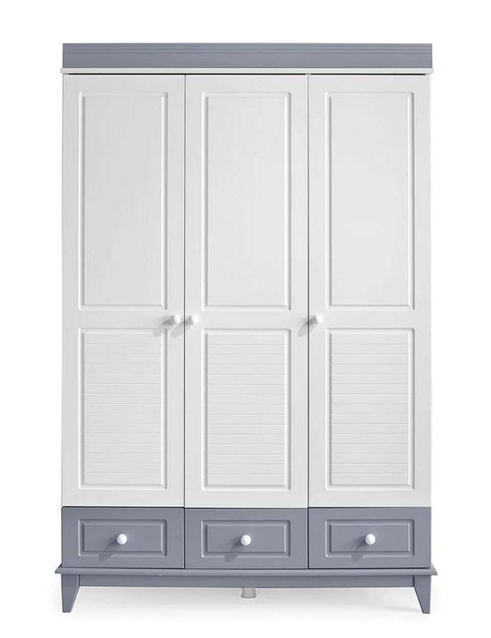 Xlmoebel Kleiderschrank Moderner Kleiderschrank in Grau mit Schubladen aus Holz (1-St., Kleiderschrank, 3 Türen, 3 Schubladen) Made in Europa