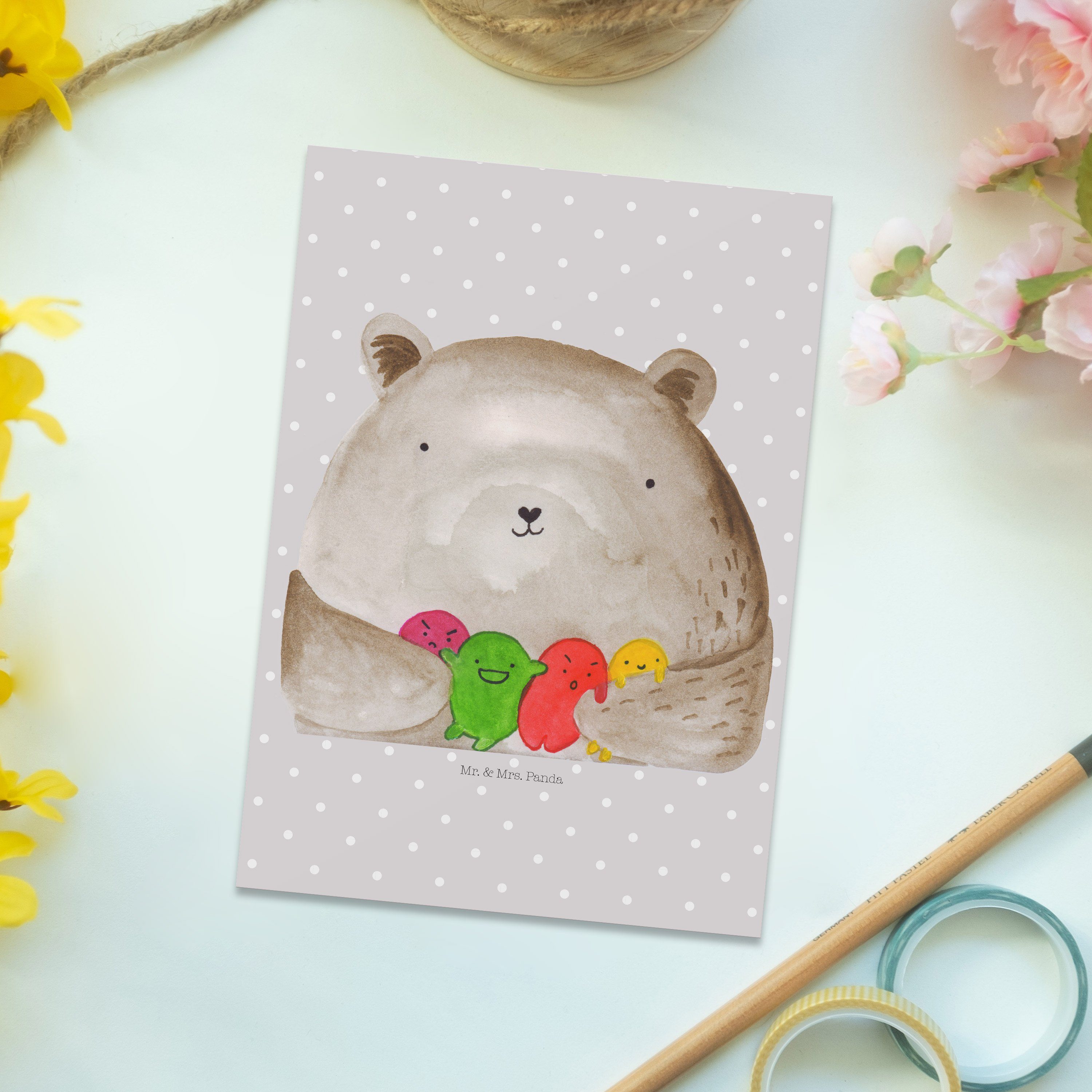 Gefühl Geburtstagskarte, Ver - Grau & - Panda Bär Pastell Teddybär, Geschenk, Mr. Mrs. Postkarte