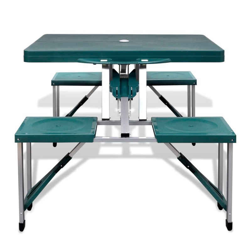 vidaXL Campingtisch Klappbares Campingtisch-Set Aluminium mit 4 Stühlen extra leicht grün (1-St)