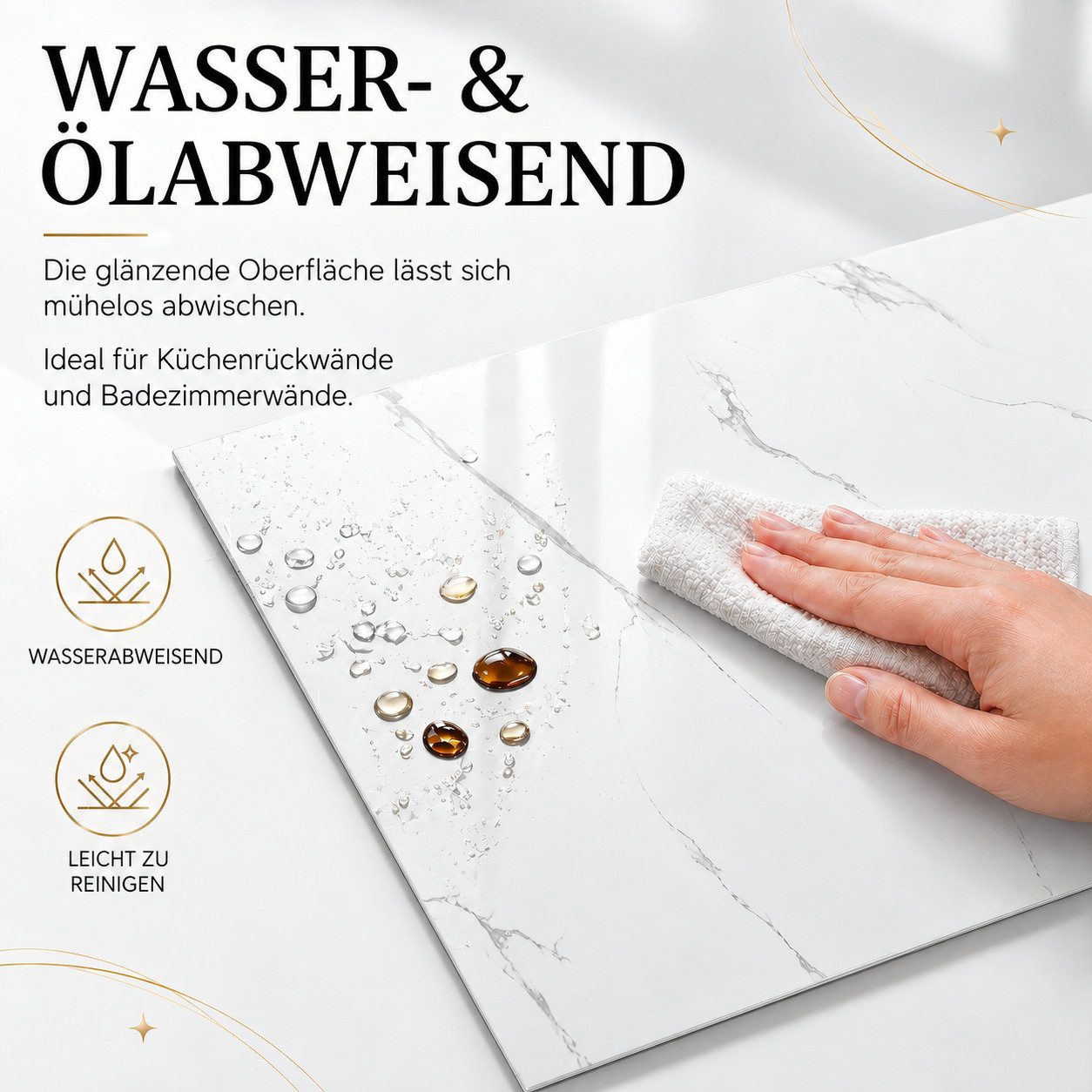 LEMLIT Fliesenaufkleber Selbstklebende Wandpaneele Marmoroptik 60 x 30 cm, 2,2 mm (20er Set, 20 St., Maße je Paneel: 60 x 30 x 0,22 cm), Wandverkleidung Marmoro – Bild 5 von 5