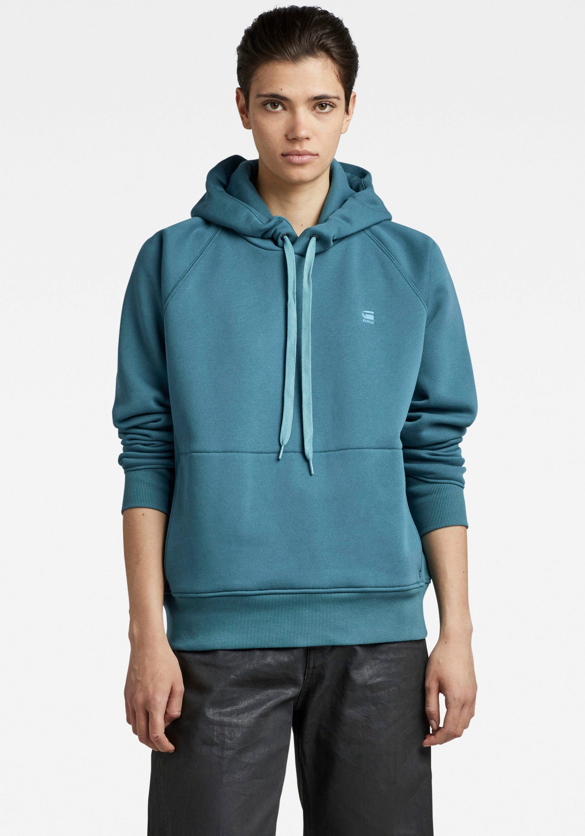 G-Star RAW Sweatshirt Premium Core 2.0 Hooded Sweatshirt Kapuze mit überkreuzter Vorderseite und Kordelzug