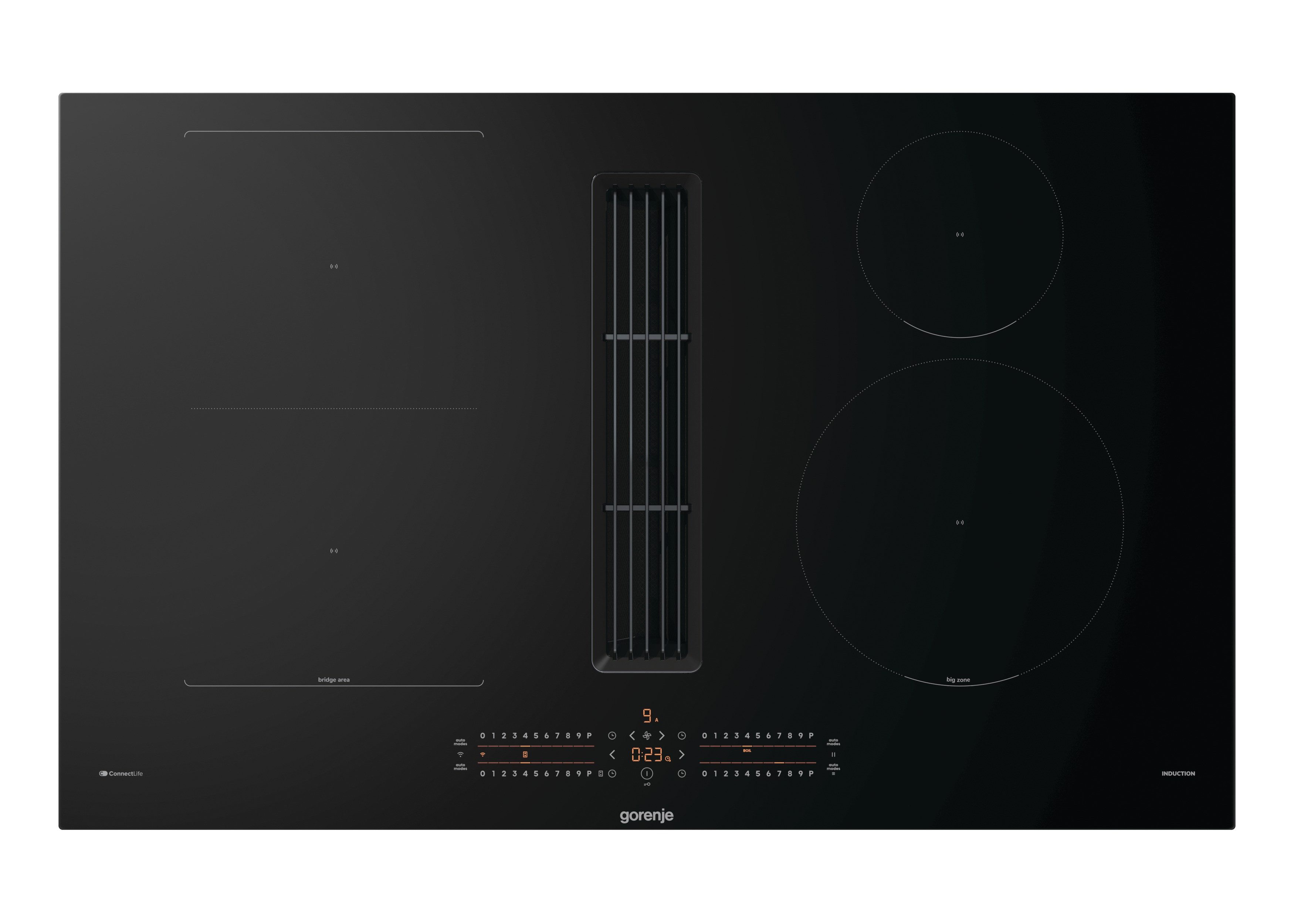 GORENJE Kochfeld mit Dunstabzug GEH8432BSCWF, 80cm Induktionskochfeld mit Dunstabzug