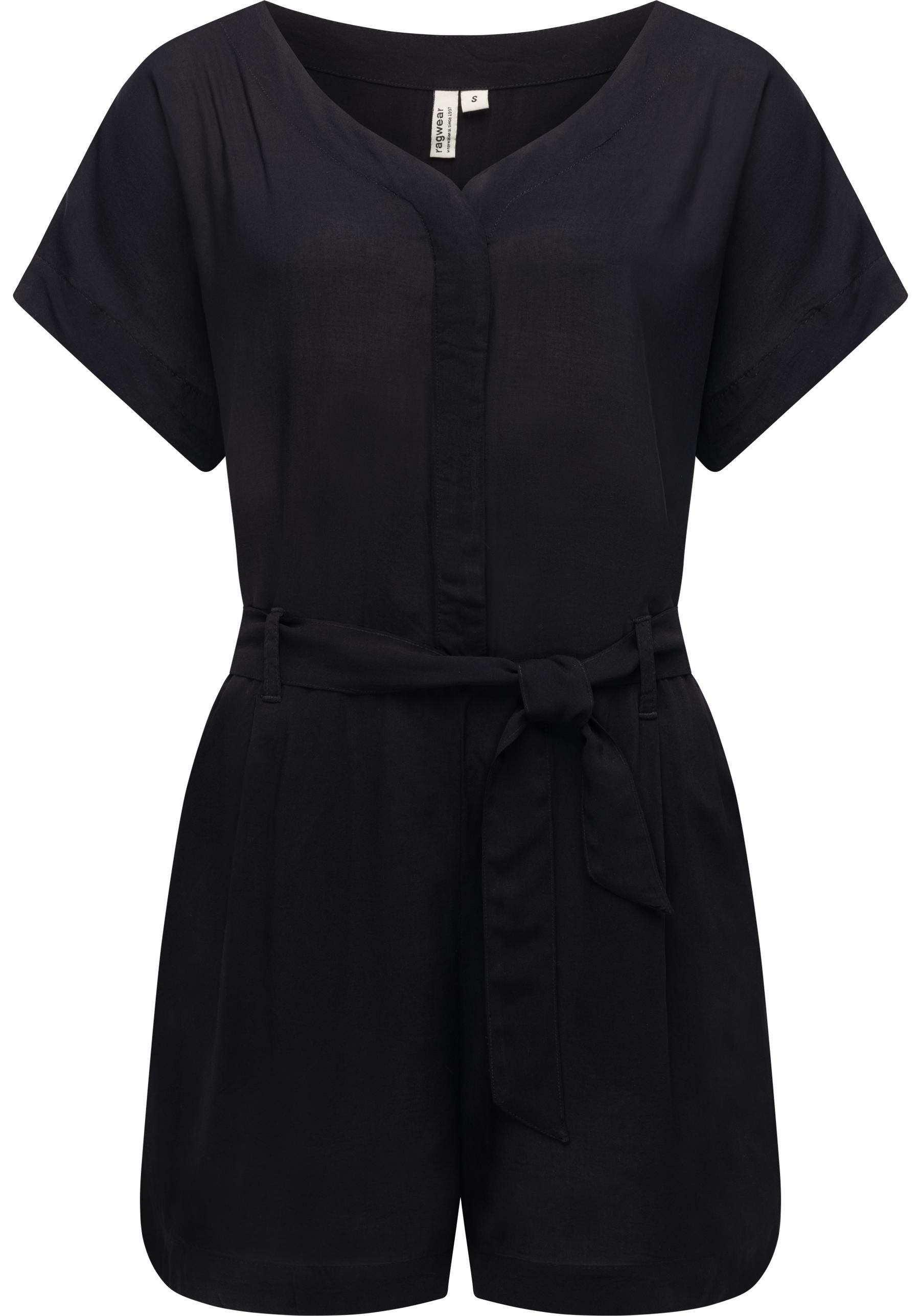 Ragwear Jumpsuit Salwin Solid Kurzer Overall mit Taillen-Bindeband