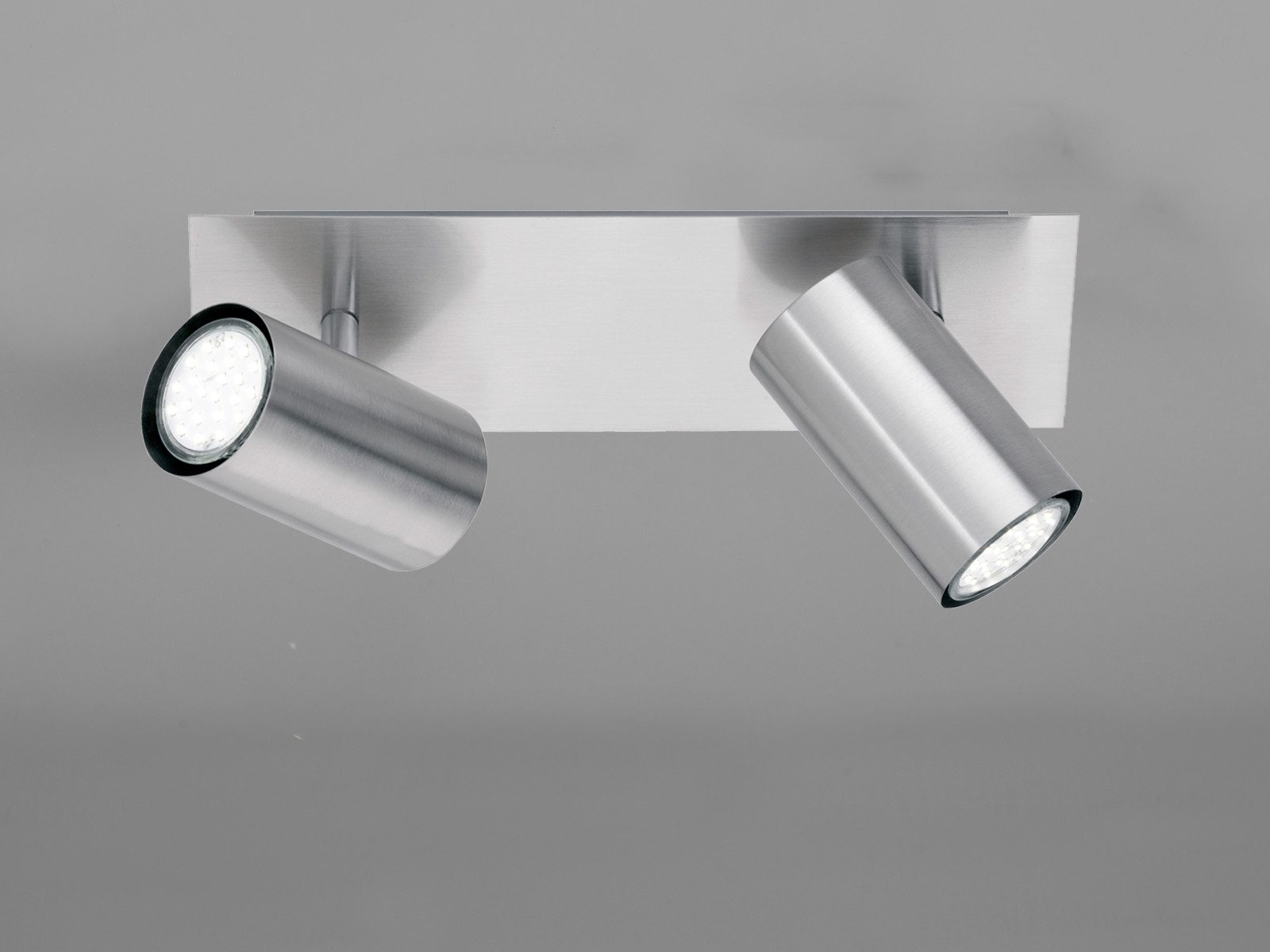 TRIO Leuchten LED Deckenstrahler, Dimmfunktion, LED wechselbar, Warmweiß, Decken-lampe innen Treppenhaus Lichtspots 2 flammig Silber Breite 30cm