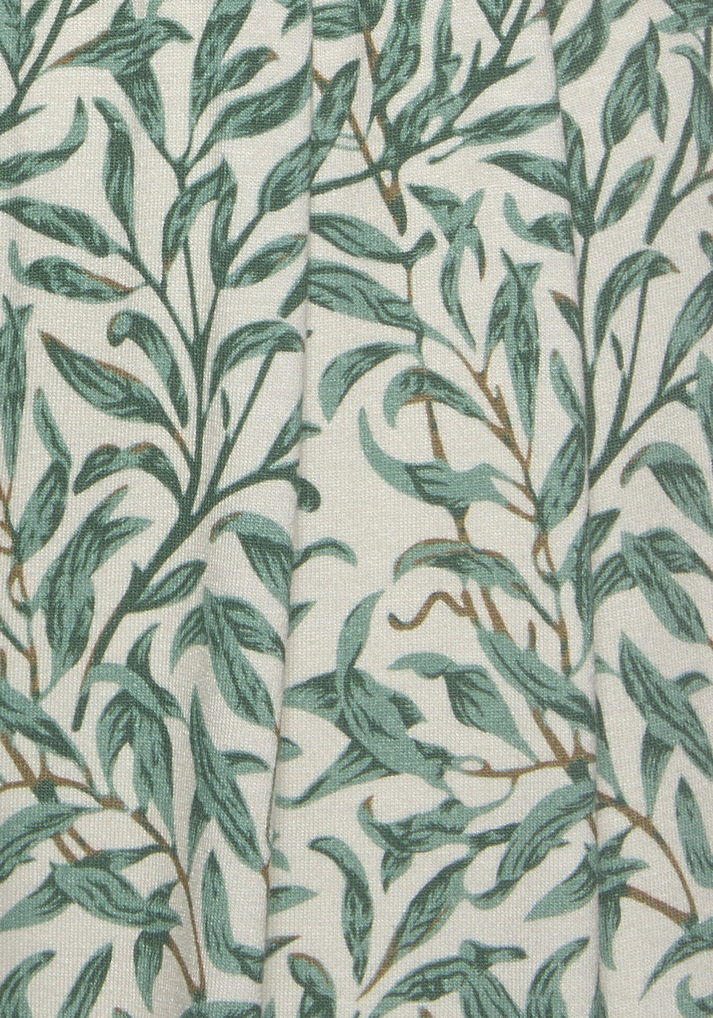 Beachtime Culotte (mit Bindegürtel) mit Blätterdruck und Bindeband, luftig-leichte Sommerhose