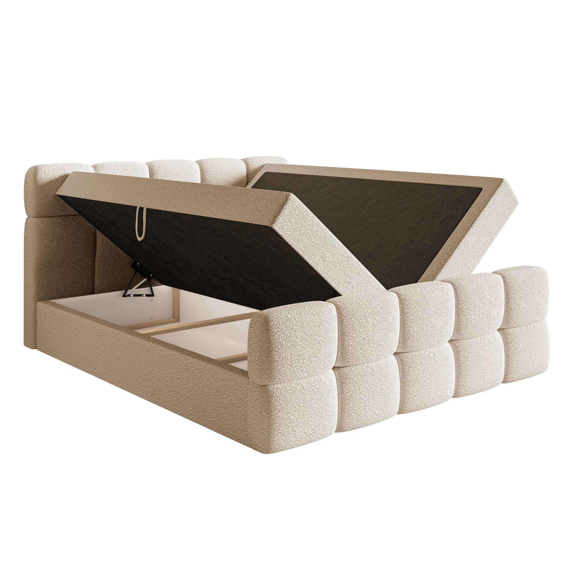 Selsey Boxbett CLOUDY, mit Matratze, Topper, Bettkasten und Bouclé-Bezug