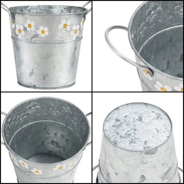 Belle Vous Blumentopf 3 Stück Silberne Eimer - Verzinktes Eisen - Aufbewahrung, 3 Stk Silber Eimer - Verzinktes Eisen - Innen- und Außenaufbewahrung