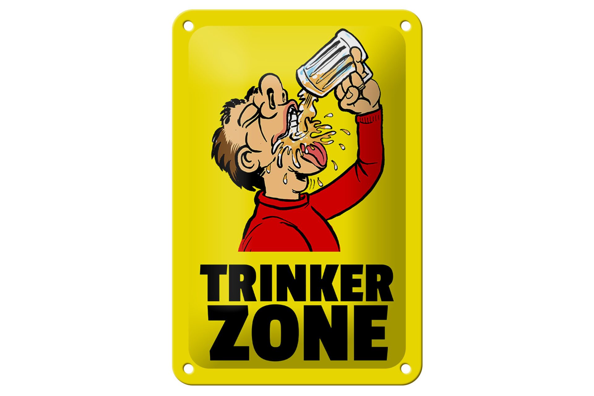 Metallschild Blechschild Alkohol 12x18cm Trinkerzone Bierkrug