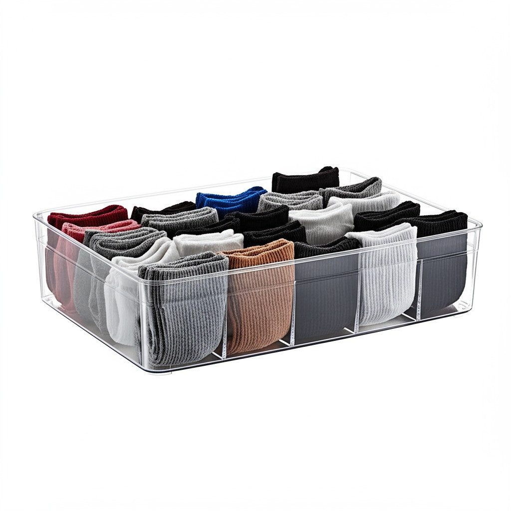 ogoPLUS Küchenorganizer-Set 4 Stück 5 Fächer Kühlschrank Organizer Größe L - BPA-Frei, (Ideal auch für Büro, Bad, Vorratsbox im Schrank, BPA frei), zur optimalen Platznutzung, Bürobedarf, Kosmetik, Pflegeprodukte