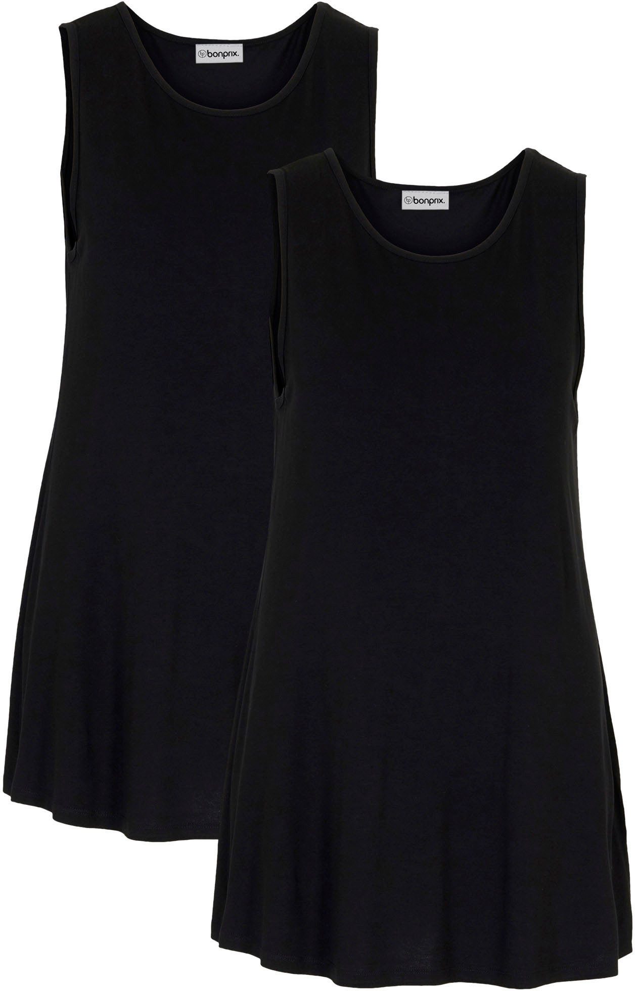 bonprix Shirttop (Packung, 2-tlg) Longtop in dezenter A-Linie, ärmellos, Vi günstig online kaufen