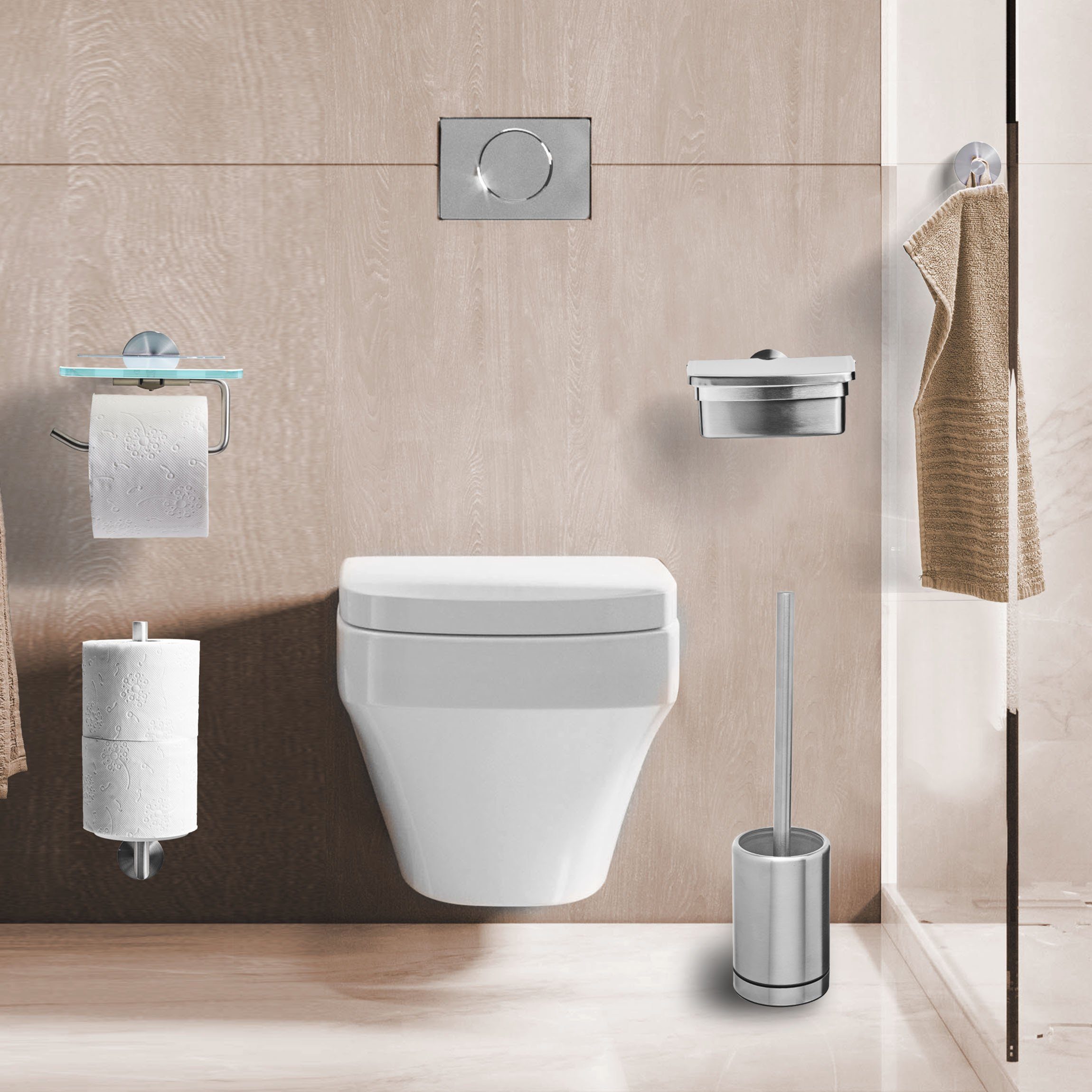 Silber WC-Bürste Luxus belüftet WC-Reinigungsbürste Toilettenbürste Bath Amare
