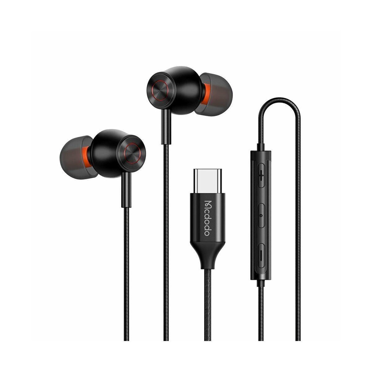 mcdodo Mcdodo In-Ear, kabelgebundener Kopfhörer, USB-C (schwarz) In-Ear-Kopfhörer (mit Mikrofon)