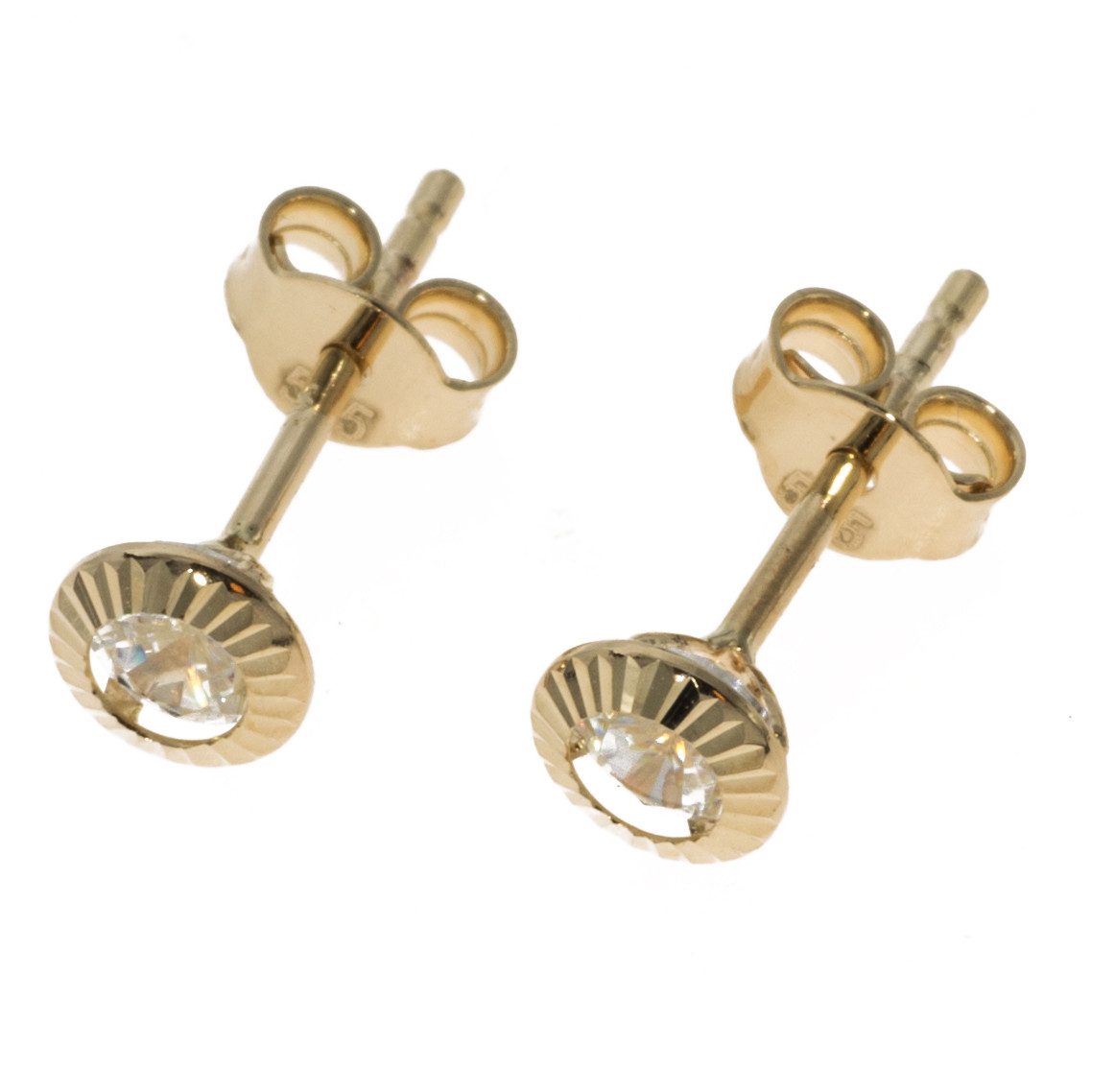 Paar Ohrstecker Ohrstecker aus 585 Gold 14 Karat mit Zirkonia 5 mm Durchmesser