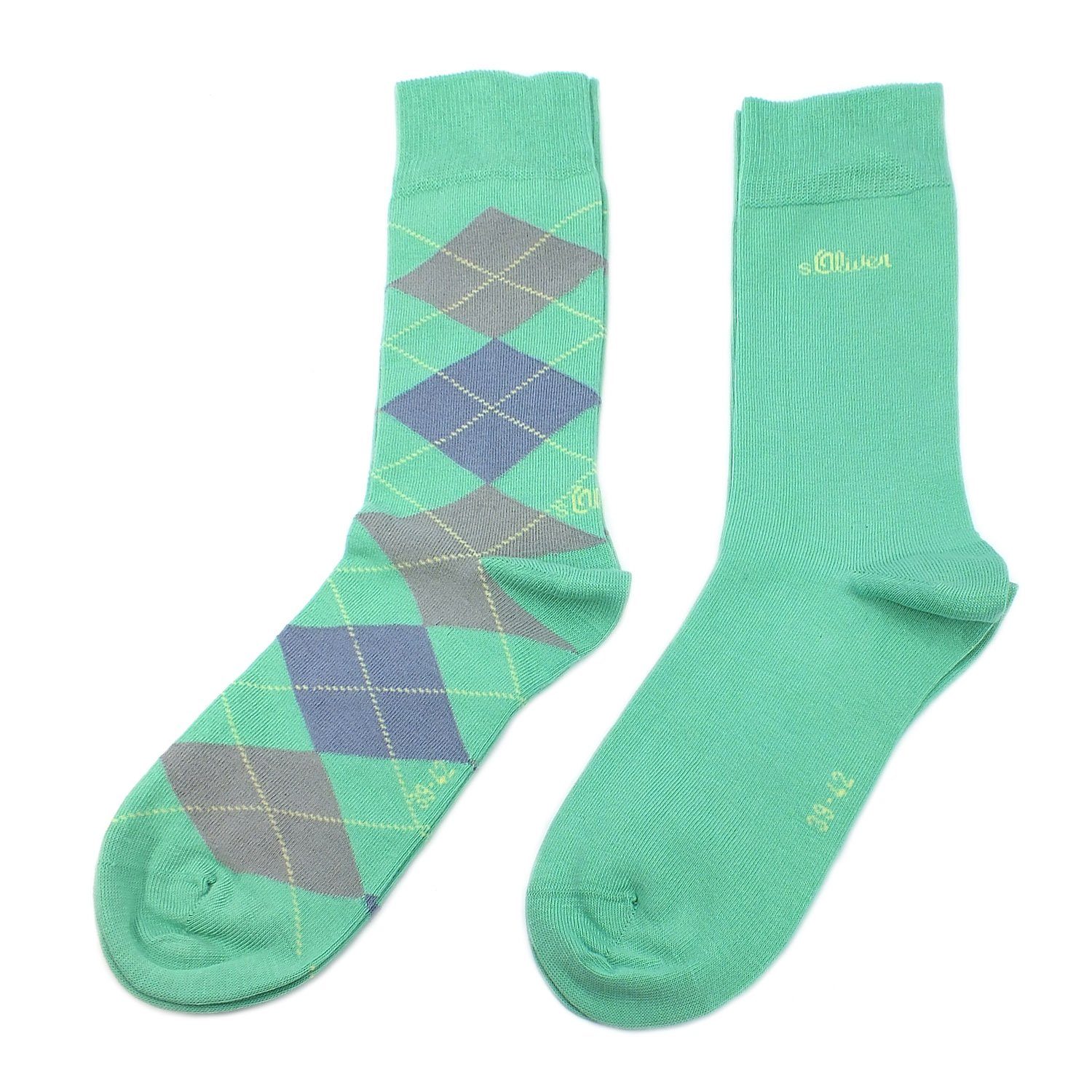 s.Oliver Langsocken S20179 (Packung, 2-Paar, 2 Paar) Herren Damen Unisex Business Socken Baumwolle 35 green