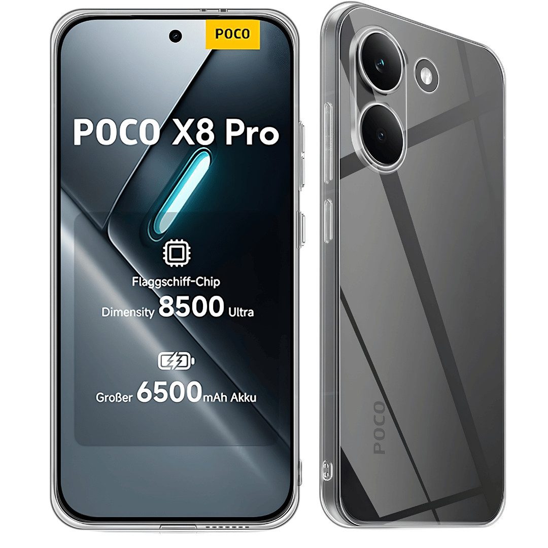 SmartUP Smartphone-Hülle für Xiaomi Poco X8 Pro Transparent Silikon Slim Case Handyhülle 6,59, integrierter Kameraschutz, präzise Aussparungen