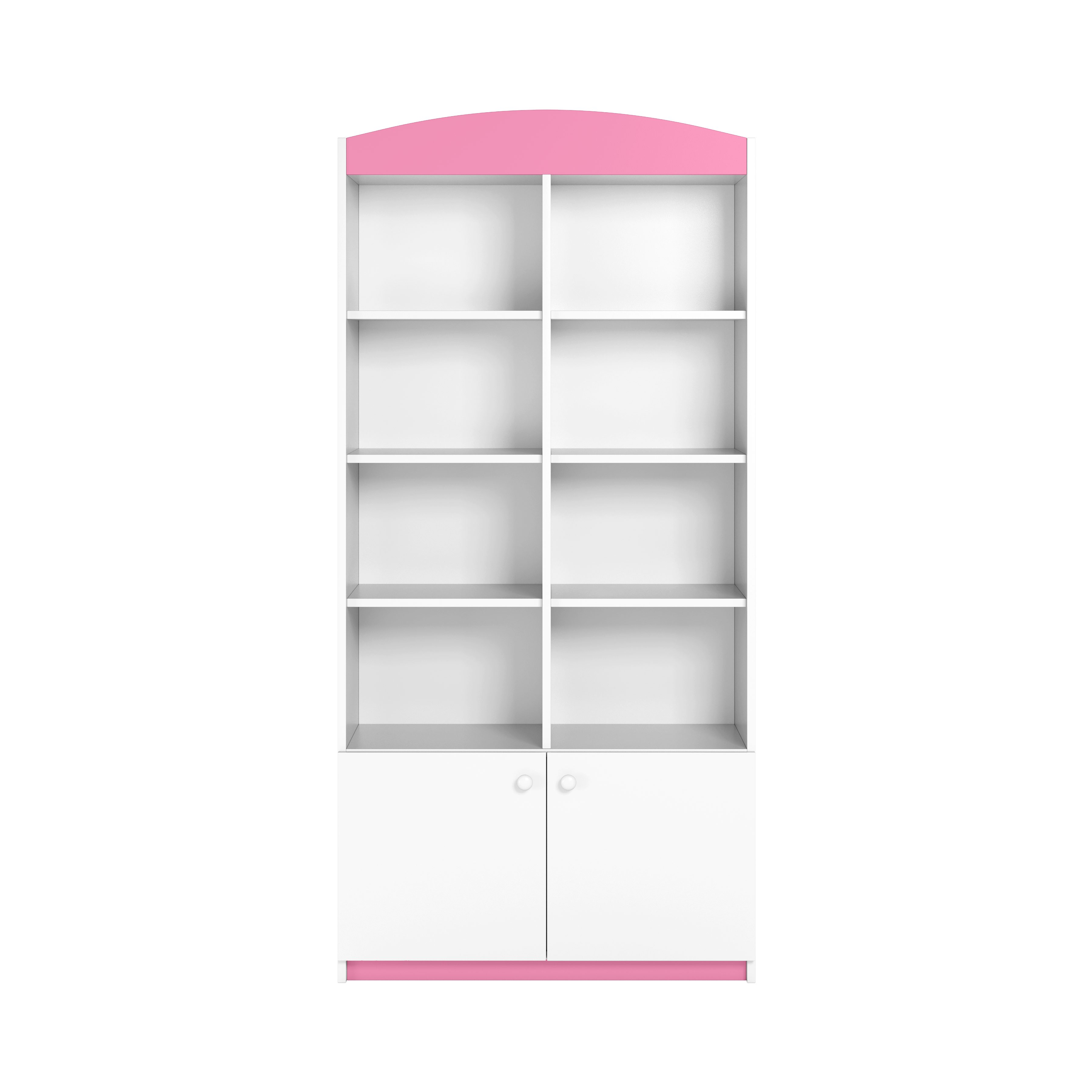 8 Aufbewahrungsschrank Fächer, offene Bjird mit für Bücherregal rosa Babydream Doppel-Bücherregal, Kinderzimmer