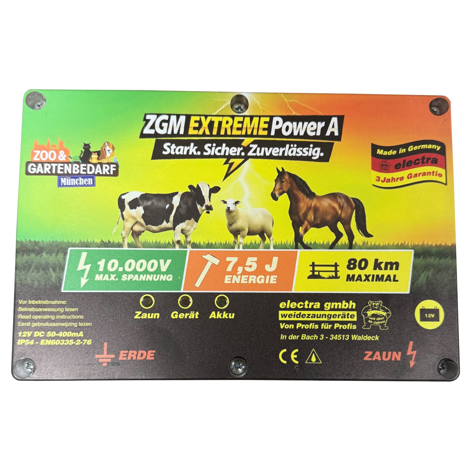 electra gmbh Weidezaungerät Electra Elektrozaungerät Extreme Power A, 12V DC, Kraftvolles Weide...